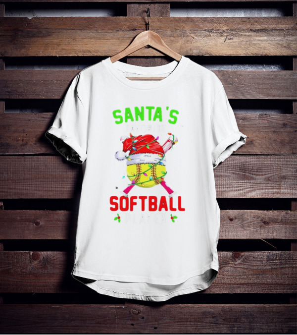 Santa's Favorite Softball Christmas Player T-Shirt