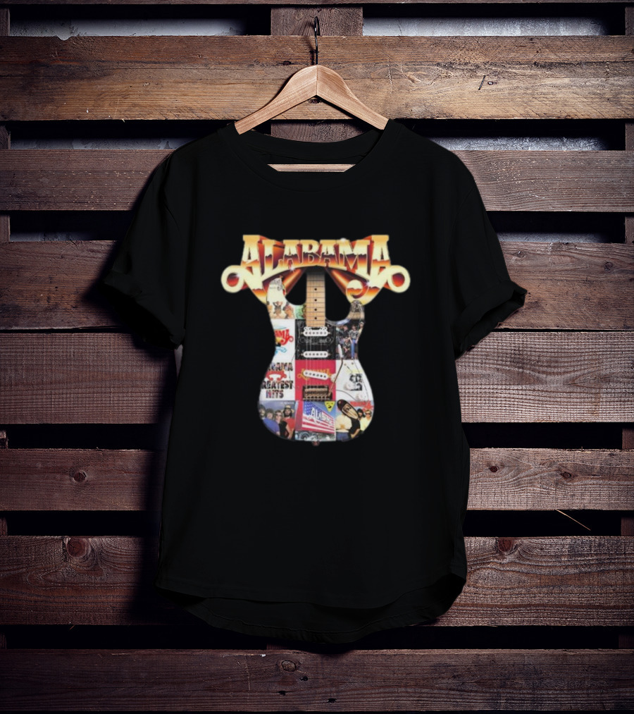 Alabama Black Guitar Band Collage Greatest Hits T-Shirt