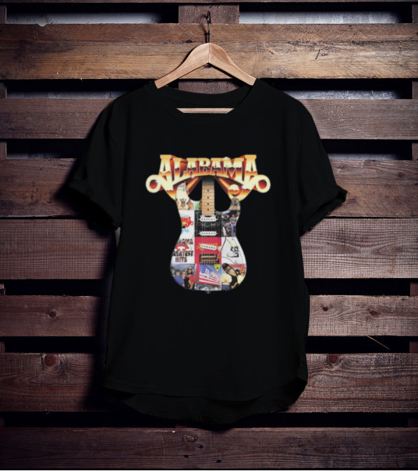 Alabama Black Guitar Band Collage Greatest Hits T-Shirt