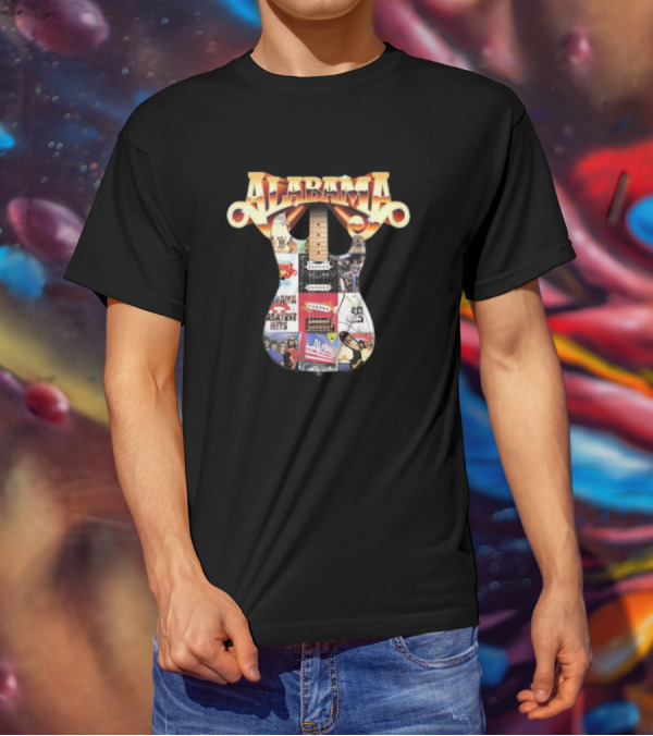 Alabama Black Guitar Band Collage Greatest Hits T-Shirt