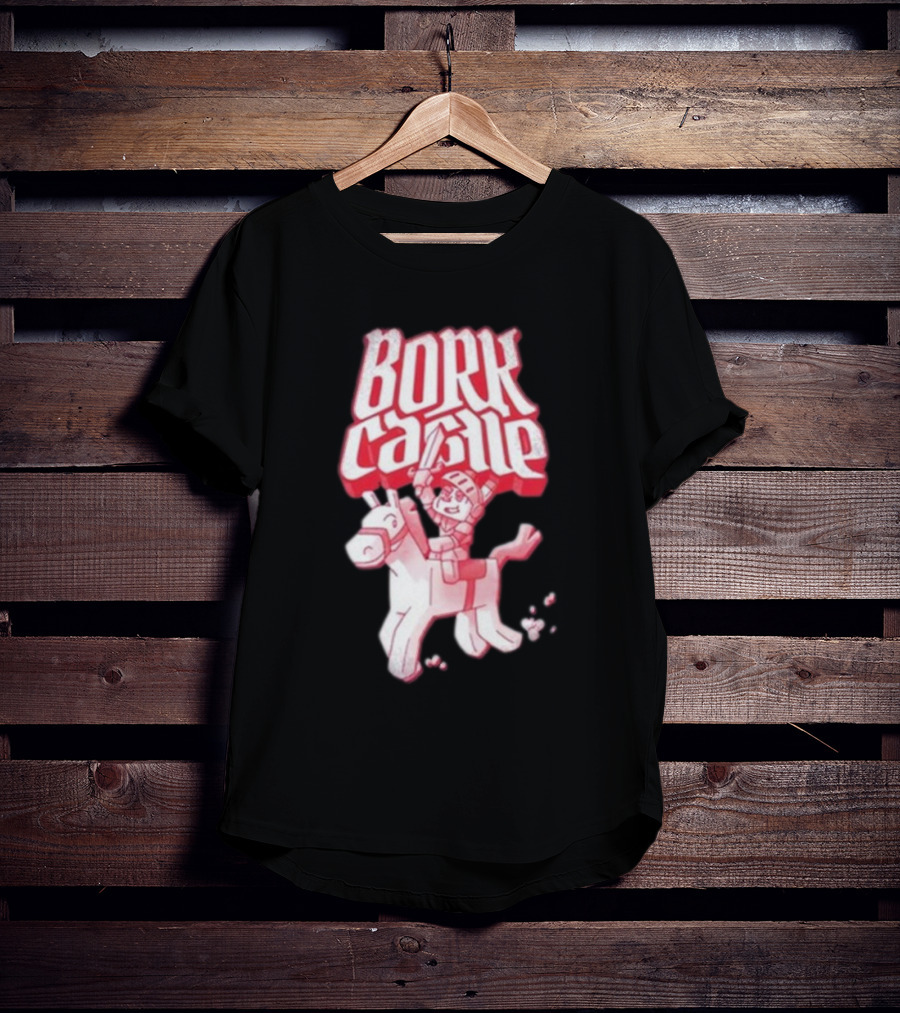 Bork Castle Cartoon Knight Riding Horse T-Shirt