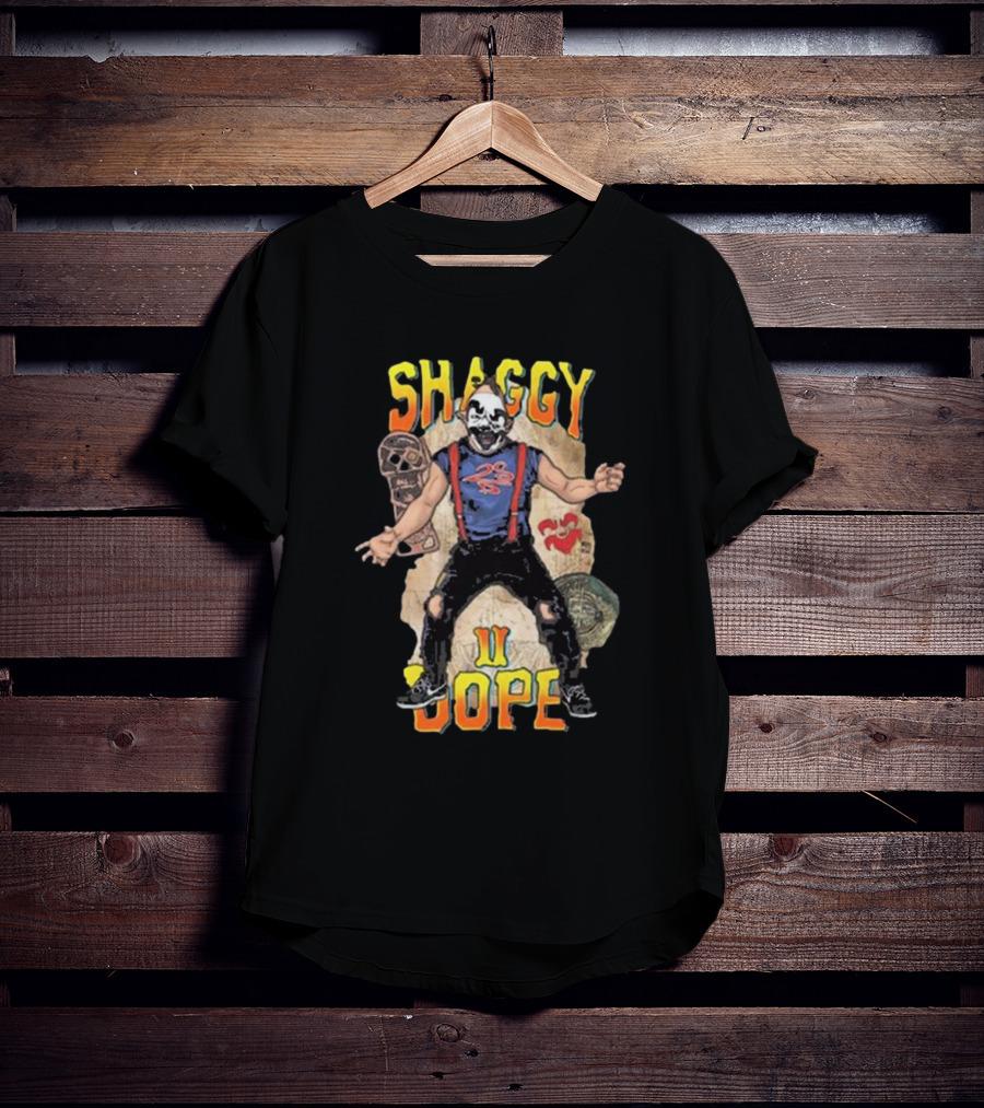 Shaggy 2 Dope Masked Character With Suspender Outfit And Ancient Symbols T-Shirt