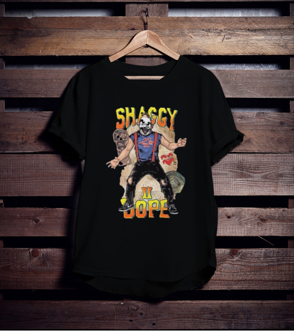 Shaggy 2 Dope Masked Character With Suspender Outfit And Ancient Symbols T-Shirt