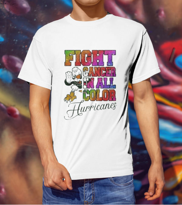 Miami Hurricanes Fight Cancer In All Color T-Shirt