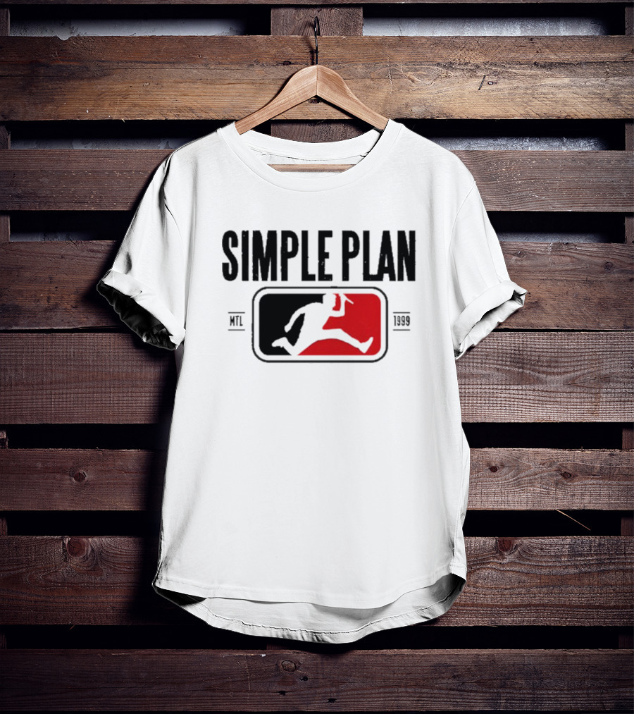 SIMPLE PLAN SP MTL 1999 Baseball Style Logo Jumping Figure T-Shirt