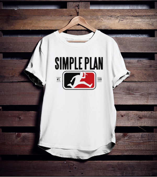 SIMPLE PLAN SP MTL 1999 Baseball Style Logo Jumping Figure T-Shirt