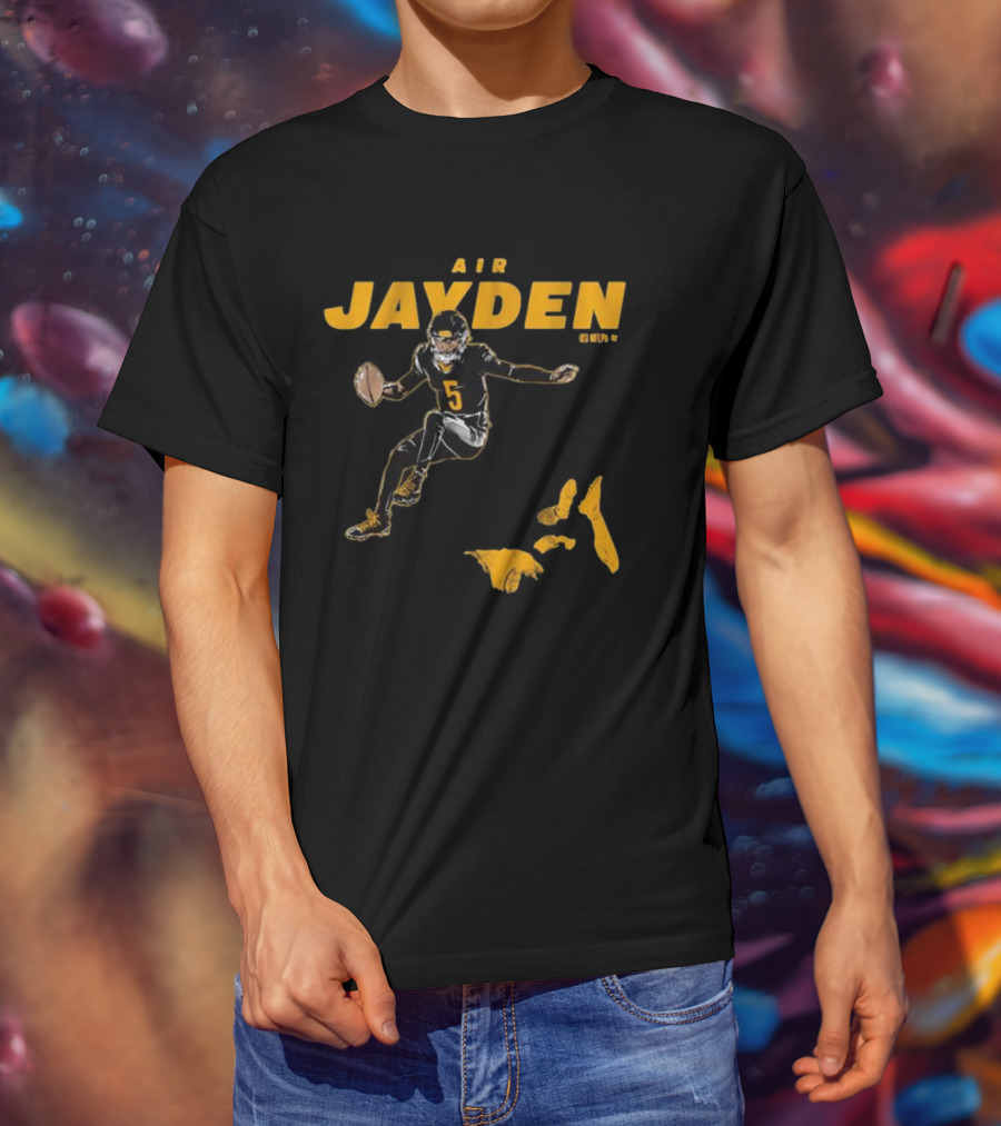 Air Jayden NFL Football Number 5 Jumping Action T-Shirt