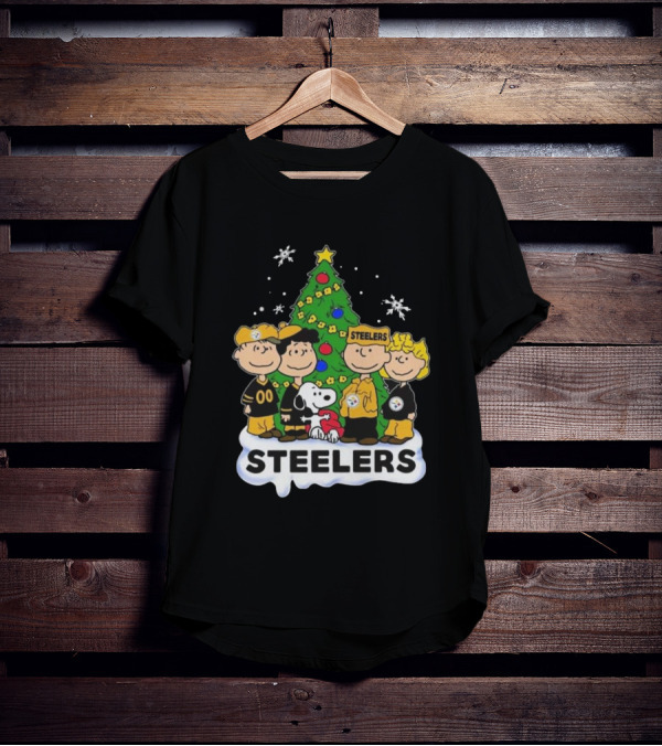 Peanuts Characters Pittsburgh Steelers Christmas T-Shirt