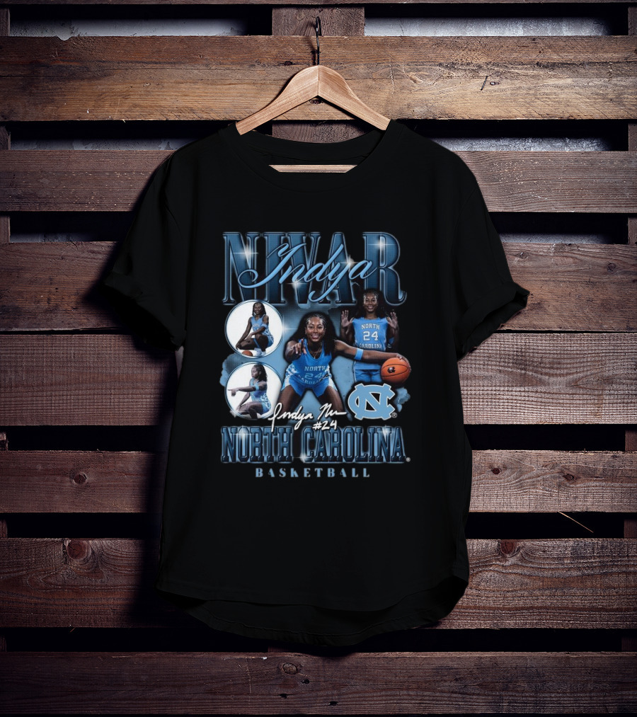 Indya Nivar #24 North Carolina Tar Heels Basketball T-Shirt