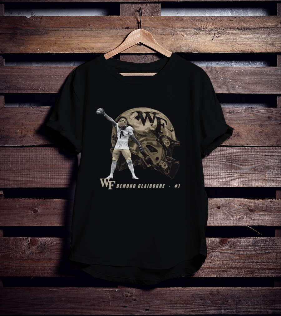 WF Demond Claiborne #1 Wake Forest Demon Deacons Football Helmet Spotlight T-Shirt