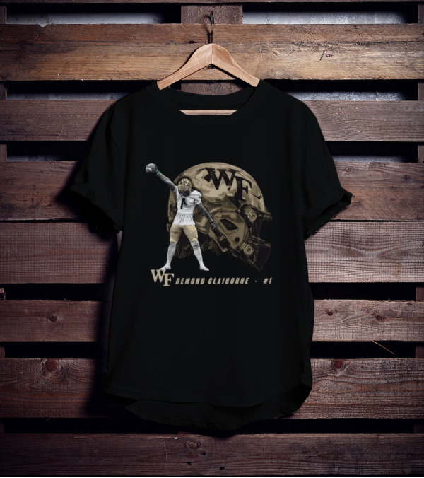 WF Demond Claiborne #1 Wake Forest Demon Deacons Football Helmet Spotlight T-Shirt