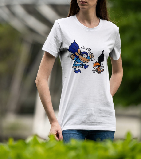 Dog And Cat Essentials Superhero Duo Dog Man And Cat Kid T-Shirt