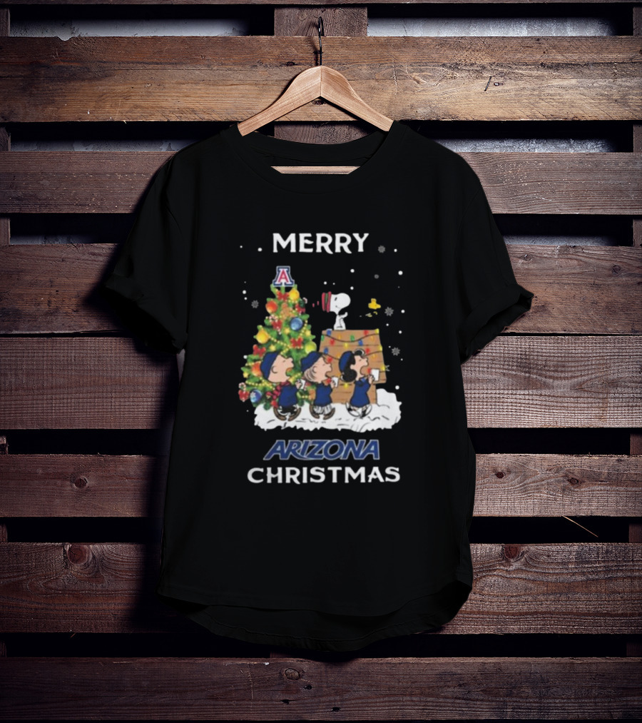 Arizona Wildcats Snoopy Peanuts Merry Christmas Tree T-Shirt