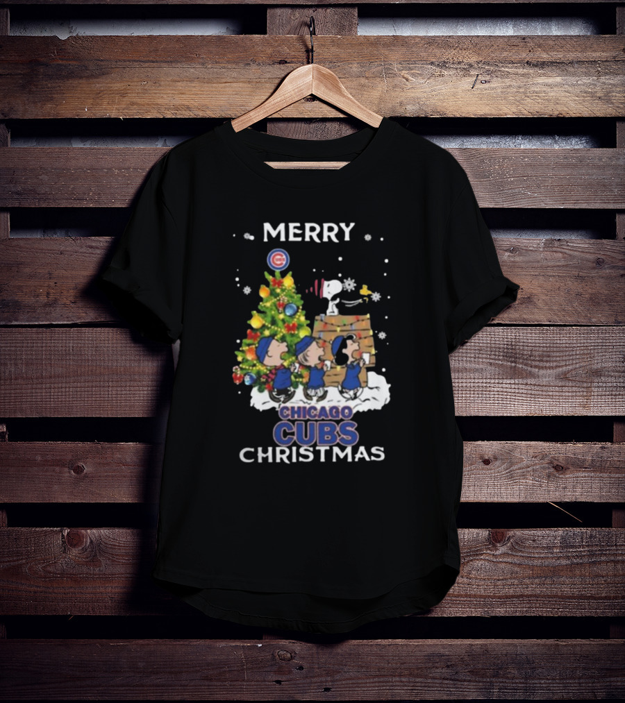 Merry Chicago Cubs Christmas Snoopy And Friends T-Shirt