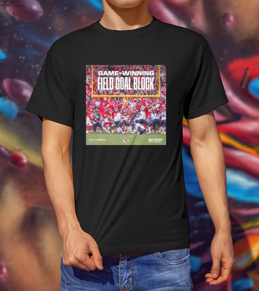 Game-Winning Field Goal Block Kansas City Chiefs Leo Chenal Fast Twitch NFL Partnership T-Shirt