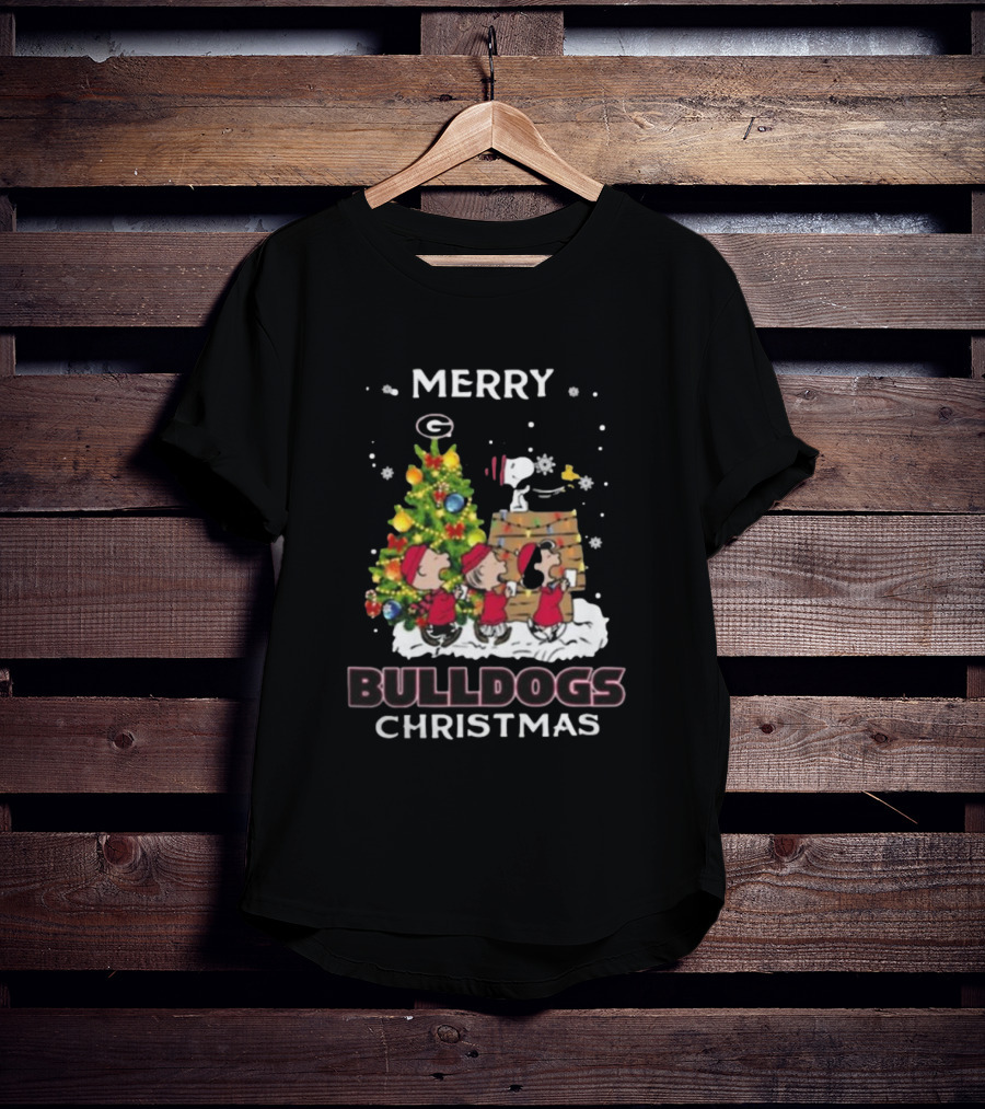 Merry Georgia Bulldogs Snoopy Christmas T-Shirt