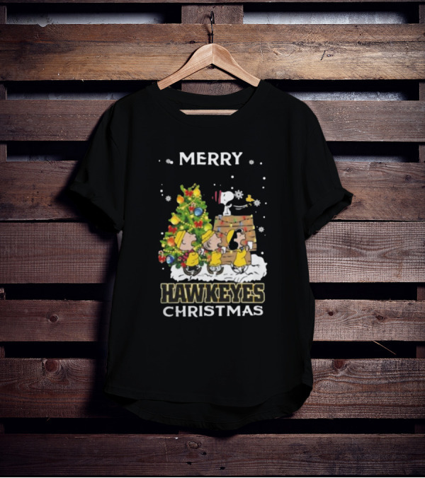 Merry Hawkeyes Christmas Snoopy And Friends Iowa T-Shirt