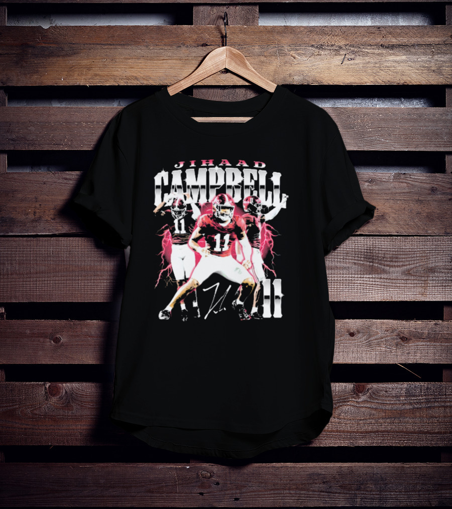 Jihaad Campbell Alabama Crimson Tide 11 Signature Football Energy T-Shirt