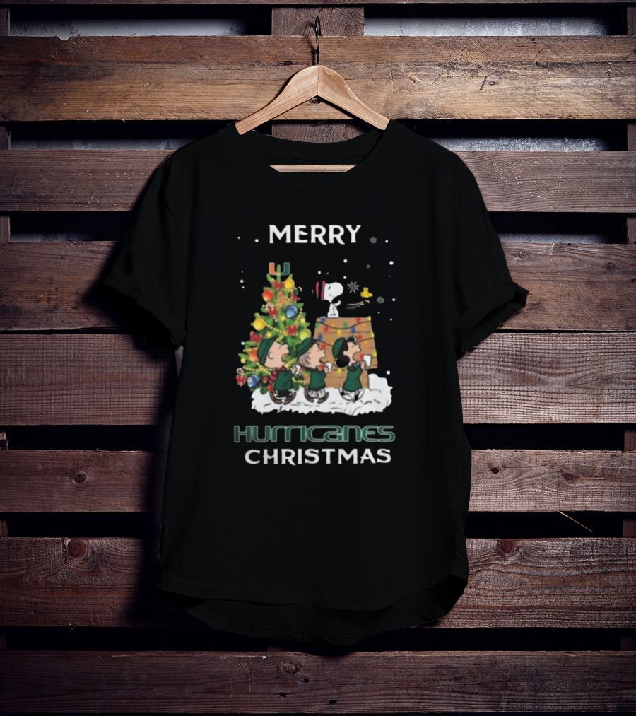Miami Hurricanes Snoopy Friends Merry Christmas T-Shirt