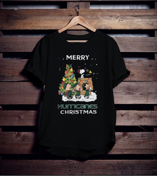 Miami Hurricanes Snoopy Friends Merry Christmas T-Shirt