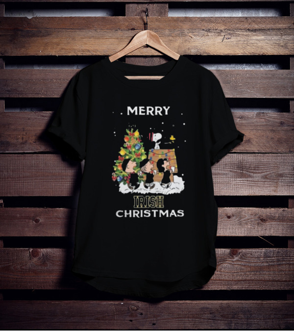 Merry Irish Christmas Notre Dame Fighting Irish X Snoopy And Friends T-Shirt