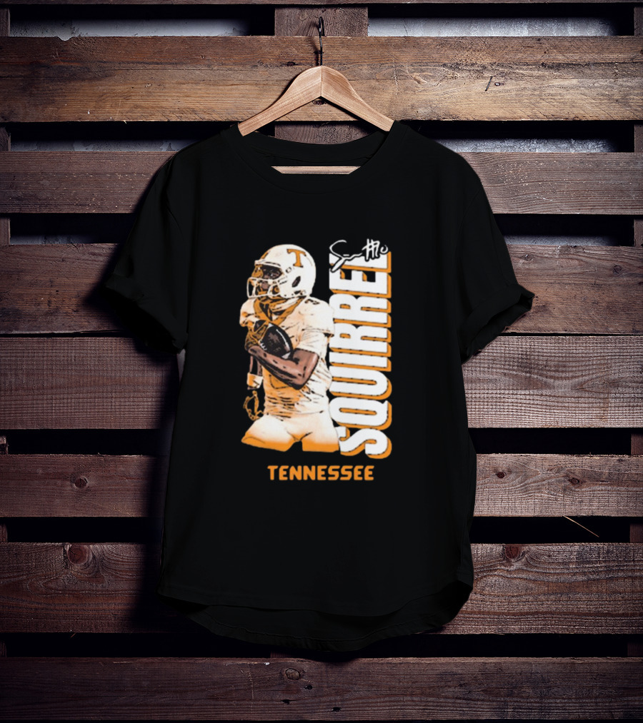 Tennessee Volunteers Squirrel White Football Signature T-Shirt