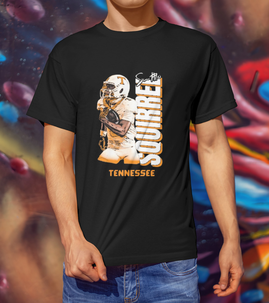 Tennessee Volunteers Squirrel White Football Signature T-Shirt