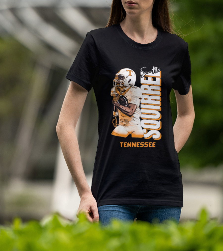 Tennessee Volunteers Squirrel White Football Signature T-Shirt