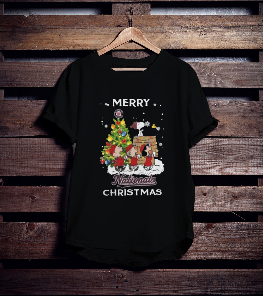 Merry Nationals Christmas Snoopy And Friends With Washington Nationals Logo T-Shirt