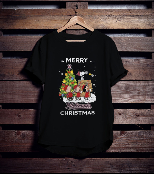 Merry Nationals Christmas Snoopy And Friends With Washington Nationals Logo T-Shirt