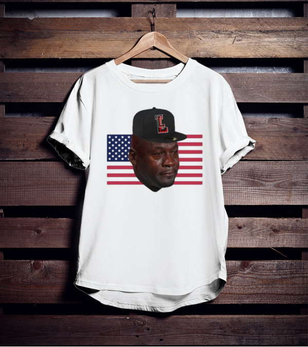 Michael Jordan Crying Meme USA Flag LL Cap T-Shirt