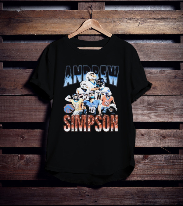 Andrew Simpson Boise State Broncos Football Throwback 90s Players T-Shirt