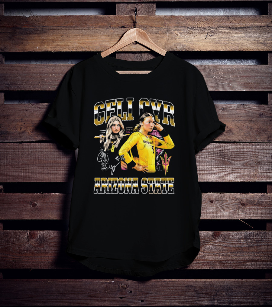 Geli Cyr Arizona State Sun Devils Yellow Jersey #8 Volleyball Retro 90s T-Shirt