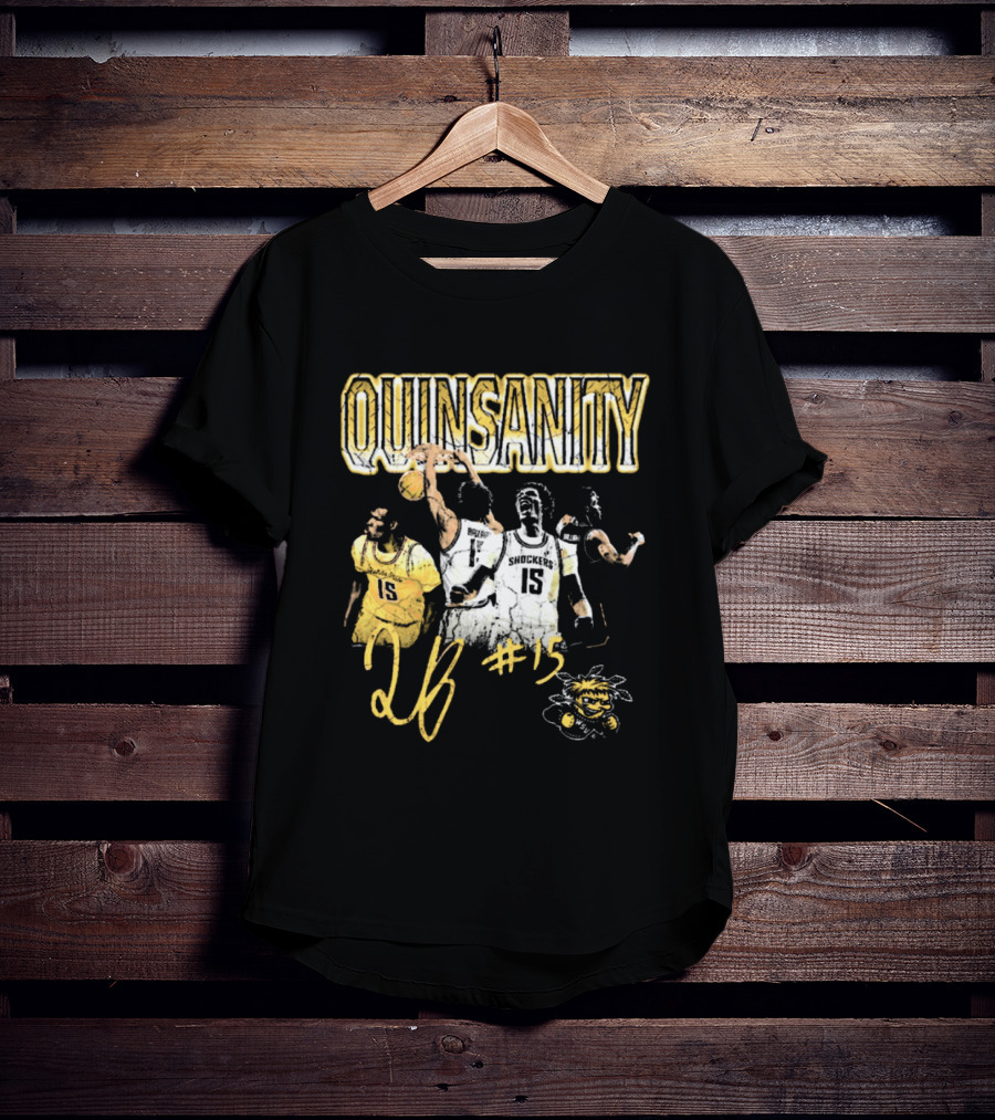 Quinsanity QB #15 Wichita State Shockers Basketball 90s Washed Signature T-Shirt