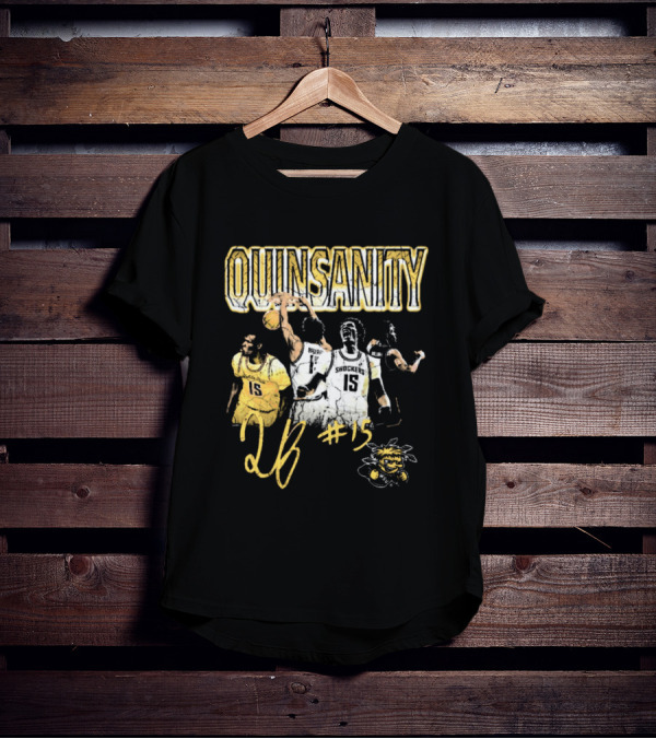 Quinsanity QB #15 Wichita State Shockers Basketball 90s Washed Signature T-Shirt