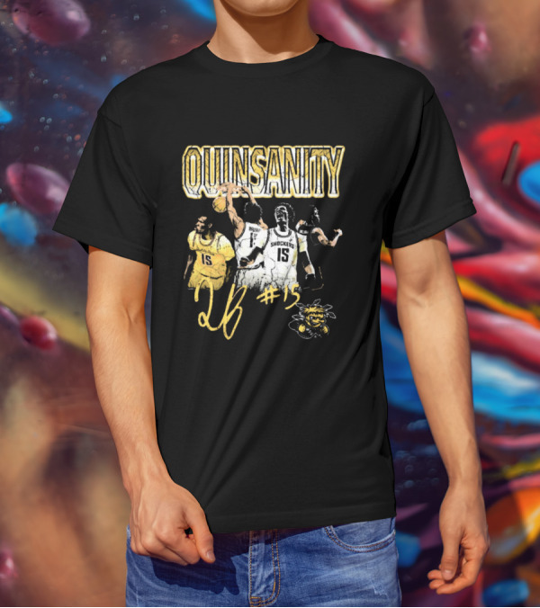 Quinsanity QB #15 Wichita State Shockers Basketball 90s Washed Signature T-Shirt