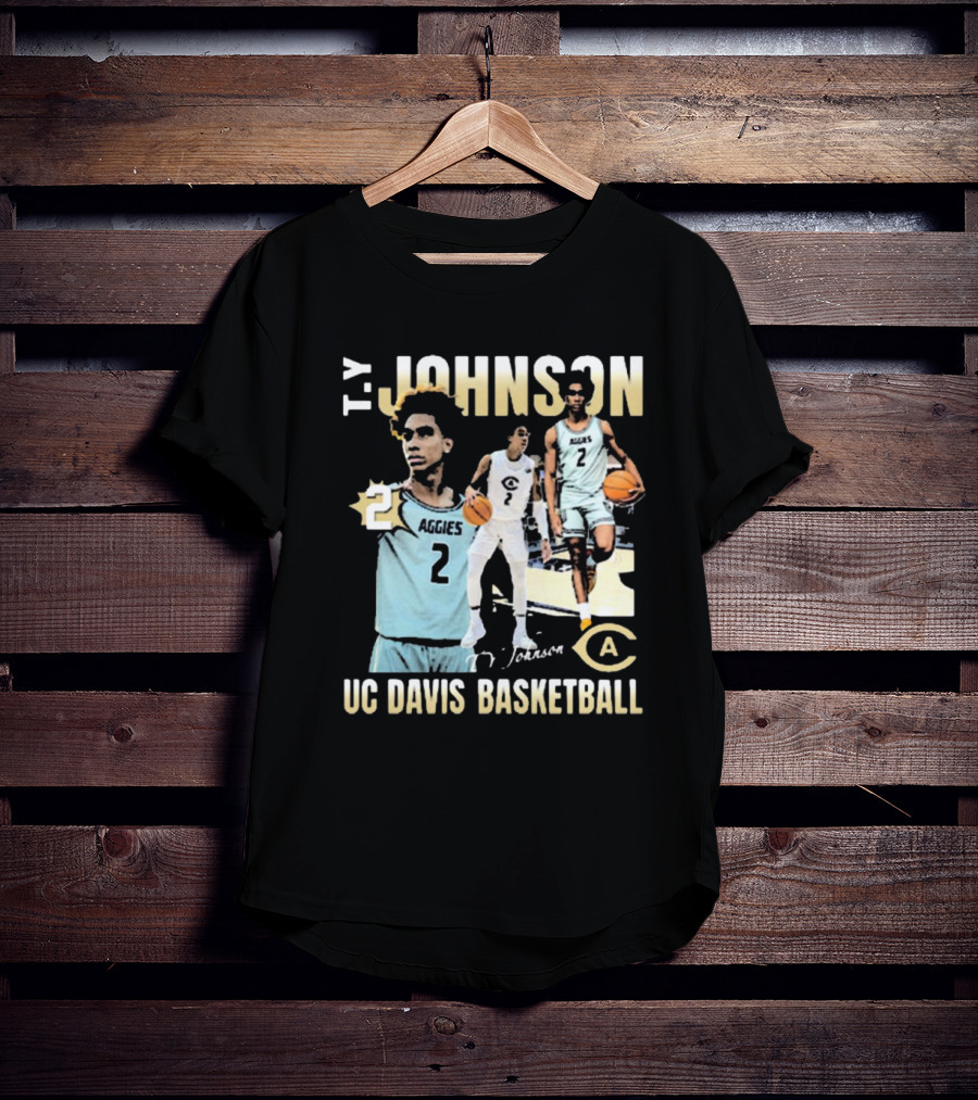 T.Y. Johnson UC Davis Aggies Basketball Number 2 Signature T-Shirt