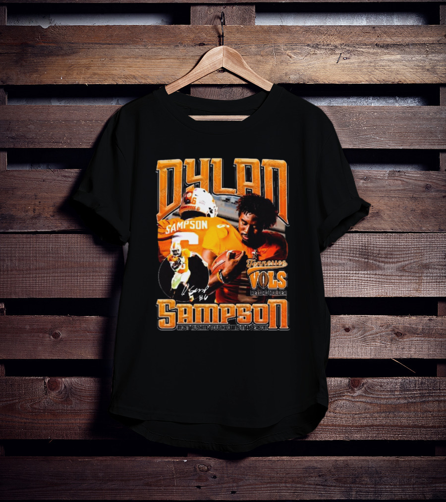 Dylan Sampson Tennessee Vols Record Holder Most Rushing Touchdowns In A Season Vintage Icon Signature T-Shirt