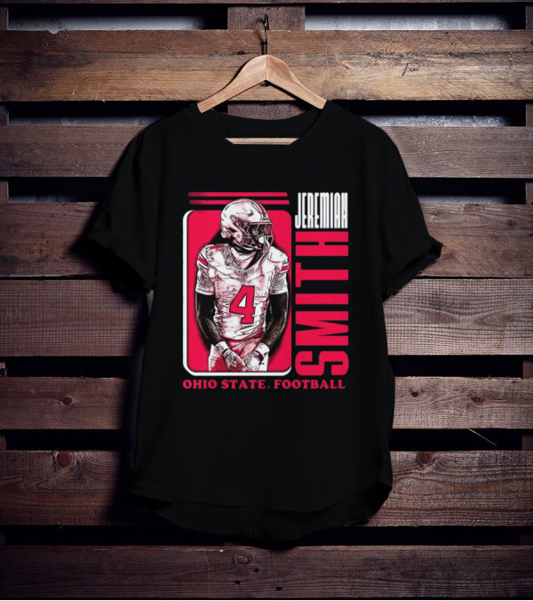 Jeremiah Smith Ohio State Football Number 4 Red Frame T-Shirt