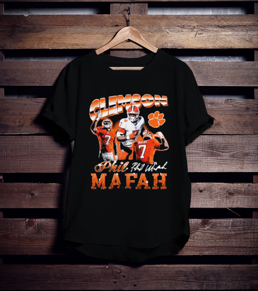 Clemson Tigers Phil Mafah 90s Retro Signature 7 T-Shirt