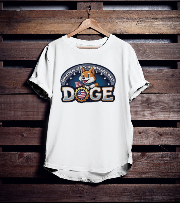 Doge Department Of Government Efficiency America Patriotic Dog With Flag T-Shirt
