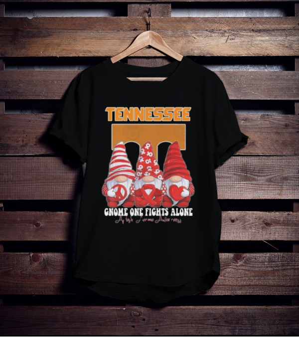 Tennessee Volunteers Autism Awareness Gnome One Fights Alone T-Shirt