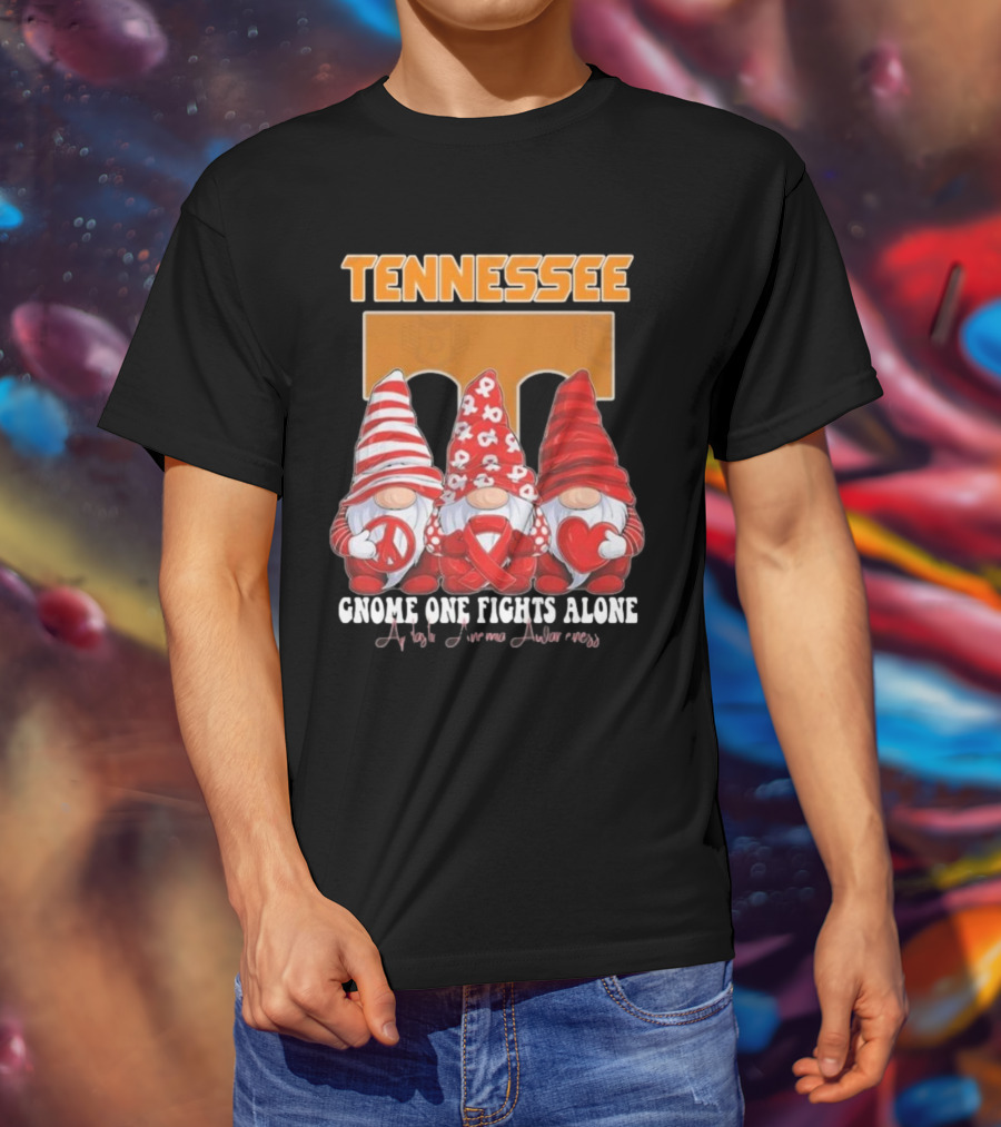 Tennessee Volunteers Autism Awareness Gnome One Fights Alone T-Shirt