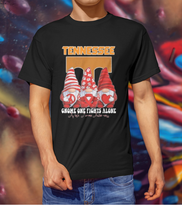 Tennessee Volunteers Autism Awareness Gnome One Fights Alone T-Shirt