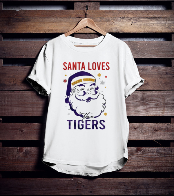 Santa Loves The LSU Tigers Christmas T-Shirt
