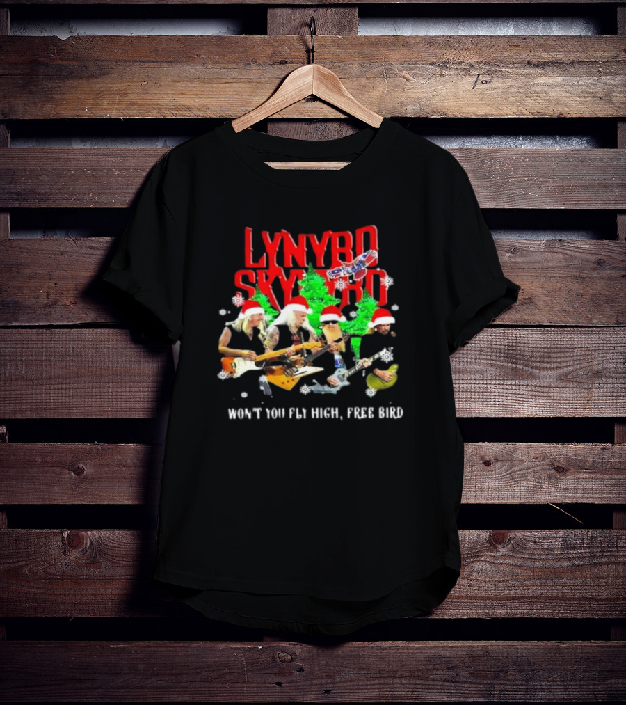 Lynyrd Skynyrd Won’t You Fly High Free Bird Christmas Holiday Band Santa Hats T-Shirt