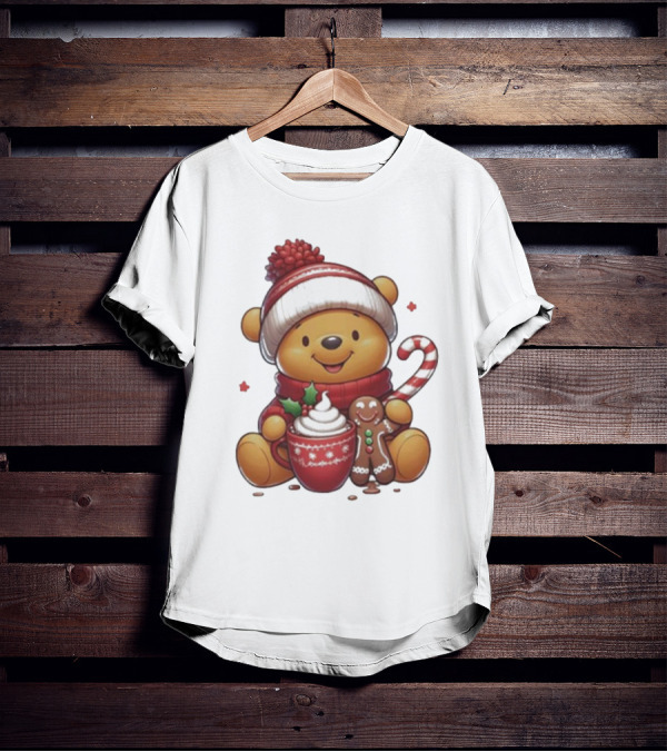 Winnie The Pooh Christmas Cocoa Candy Cane Gingerbread T-Shirt