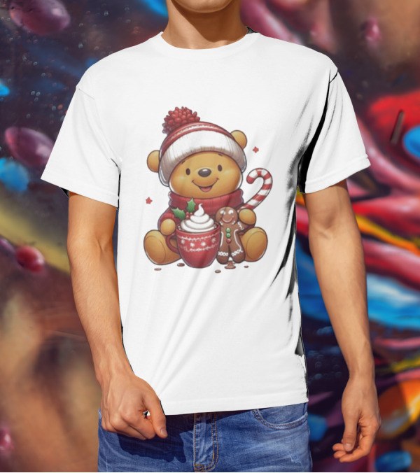 Winnie The Pooh Christmas Cocoa Candy Cane Gingerbread T-Shirt