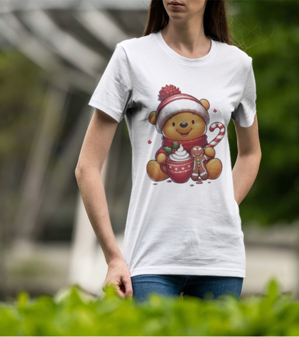 Winnie The Pooh Christmas Cocoa Candy Cane Gingerbread T-Shirt