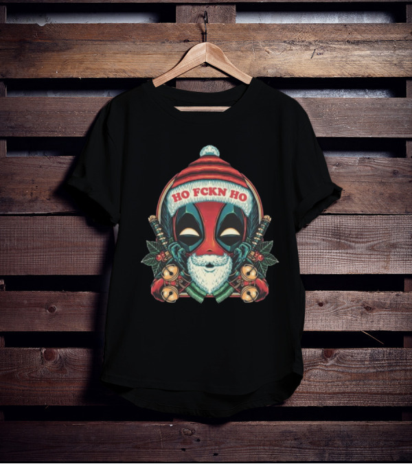 Deadpool Ho Fckn Ho Christmas Santa Mask T-Shirt